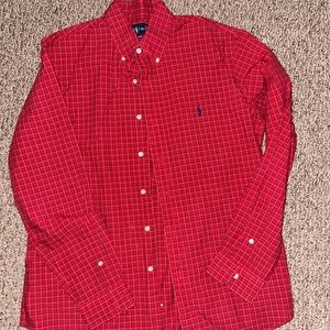 Large customer fit polo plaid shirt